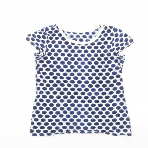 Gap Womens Blue Geometric Cotton Basic T-Shirt Size XS Scoop Neck