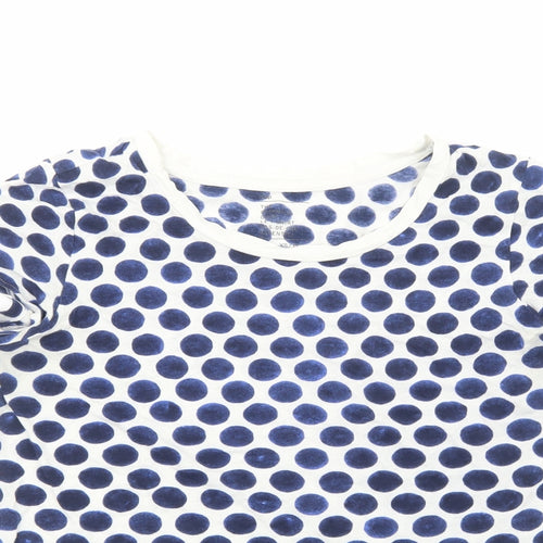 Gap Womens Blue Geometric Cotton Basic T-Shirt Size XS Scoop Neck