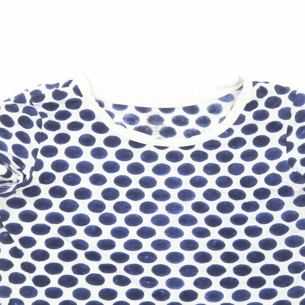 Gap Womens Blue Geometric Cotton Basic T-Shirt Size XS Scoop Neck