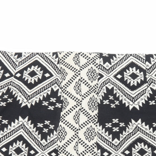 Marks and Spencer Womens Black Geometric Cotton Bandage Skirt Size 18 Zip