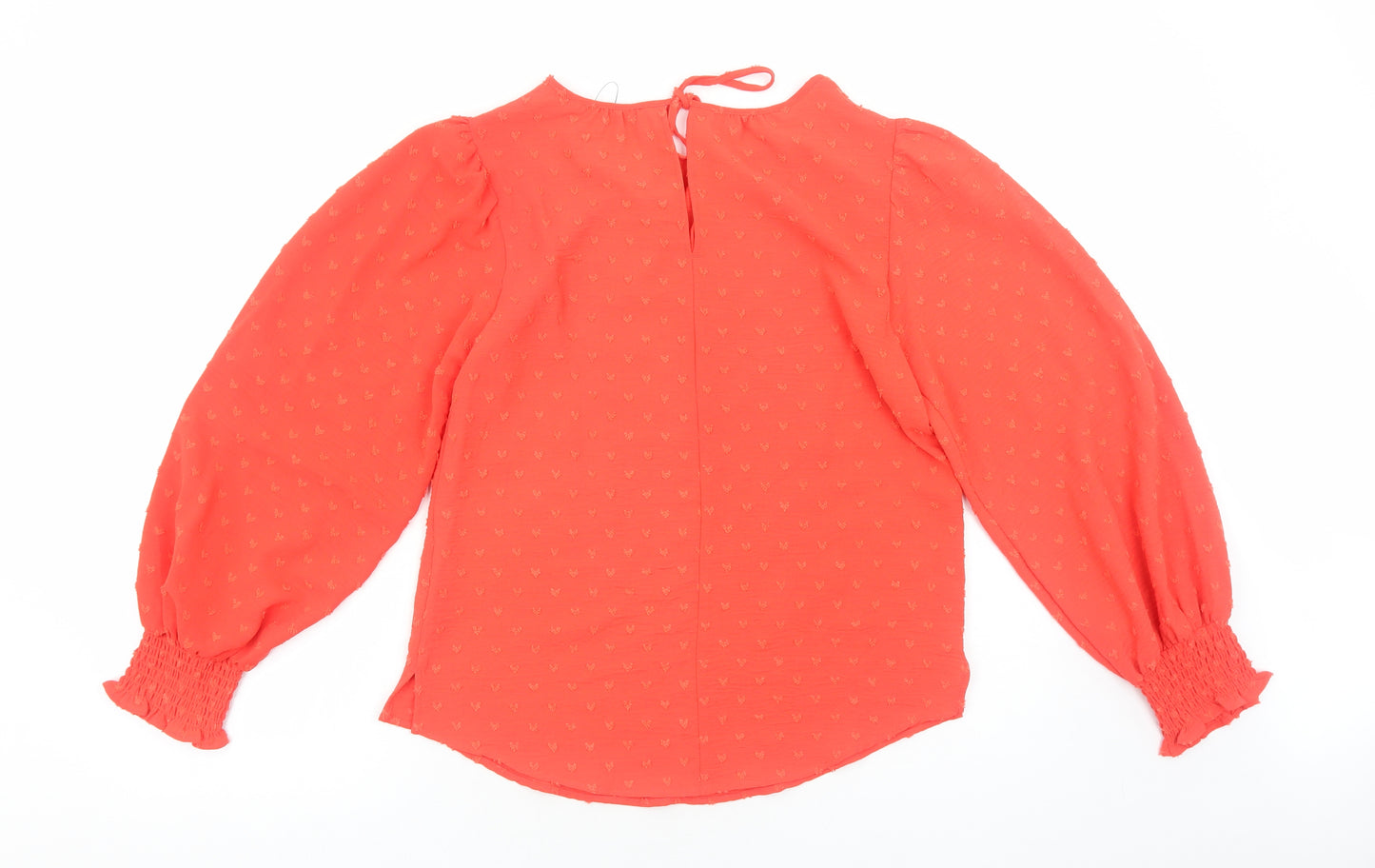 Marks and Spencer Womens Red Viscose Basic Blouse Size 6 Round Neck - Balloon Sleeves