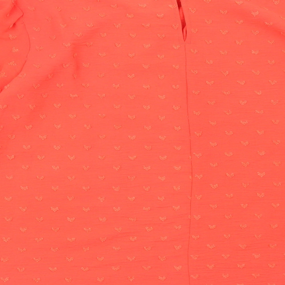 Marks and Spencer Womens Red Viscose Basic Blouse Size 6 Round Neck - Balloon Sleeves
