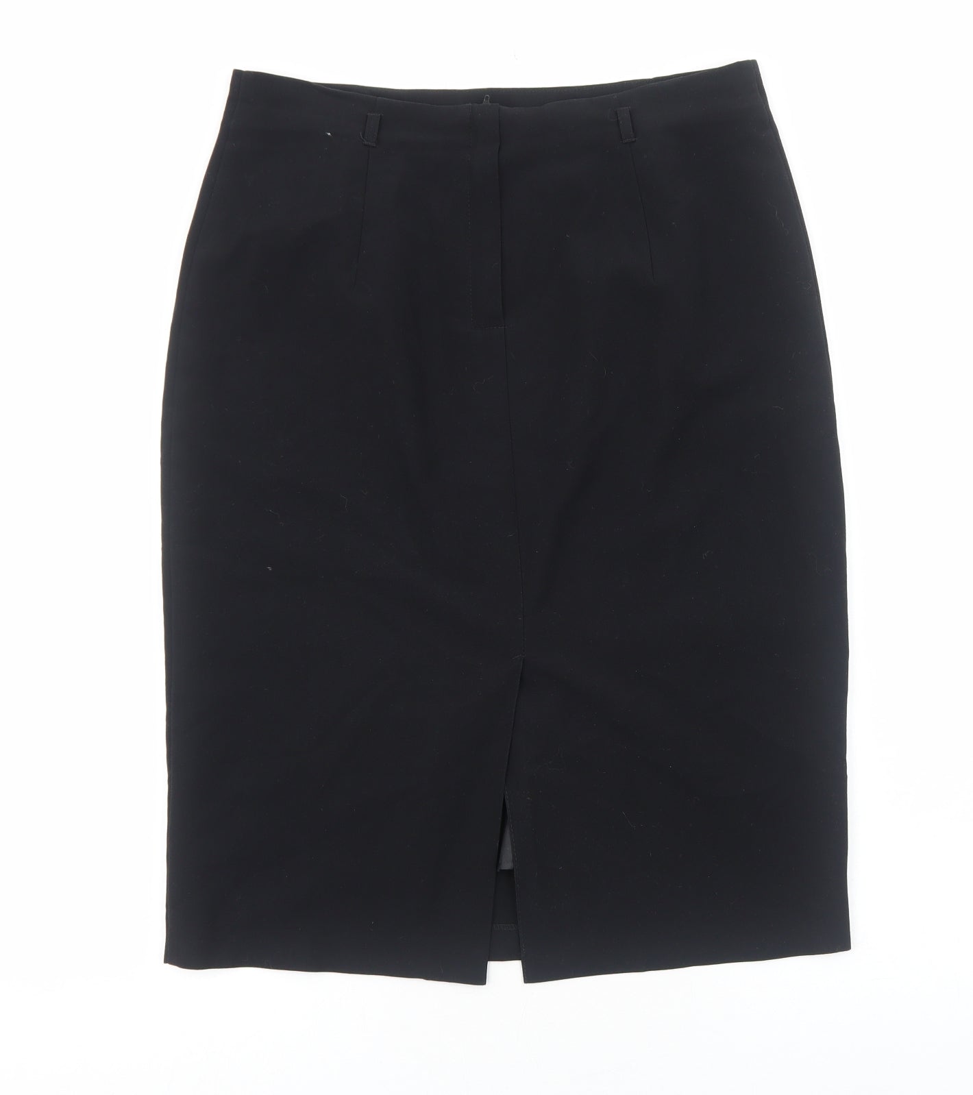 Marks and Spencer Womens Black Viscose Straight & Pencil Skirt Size 16 Zip