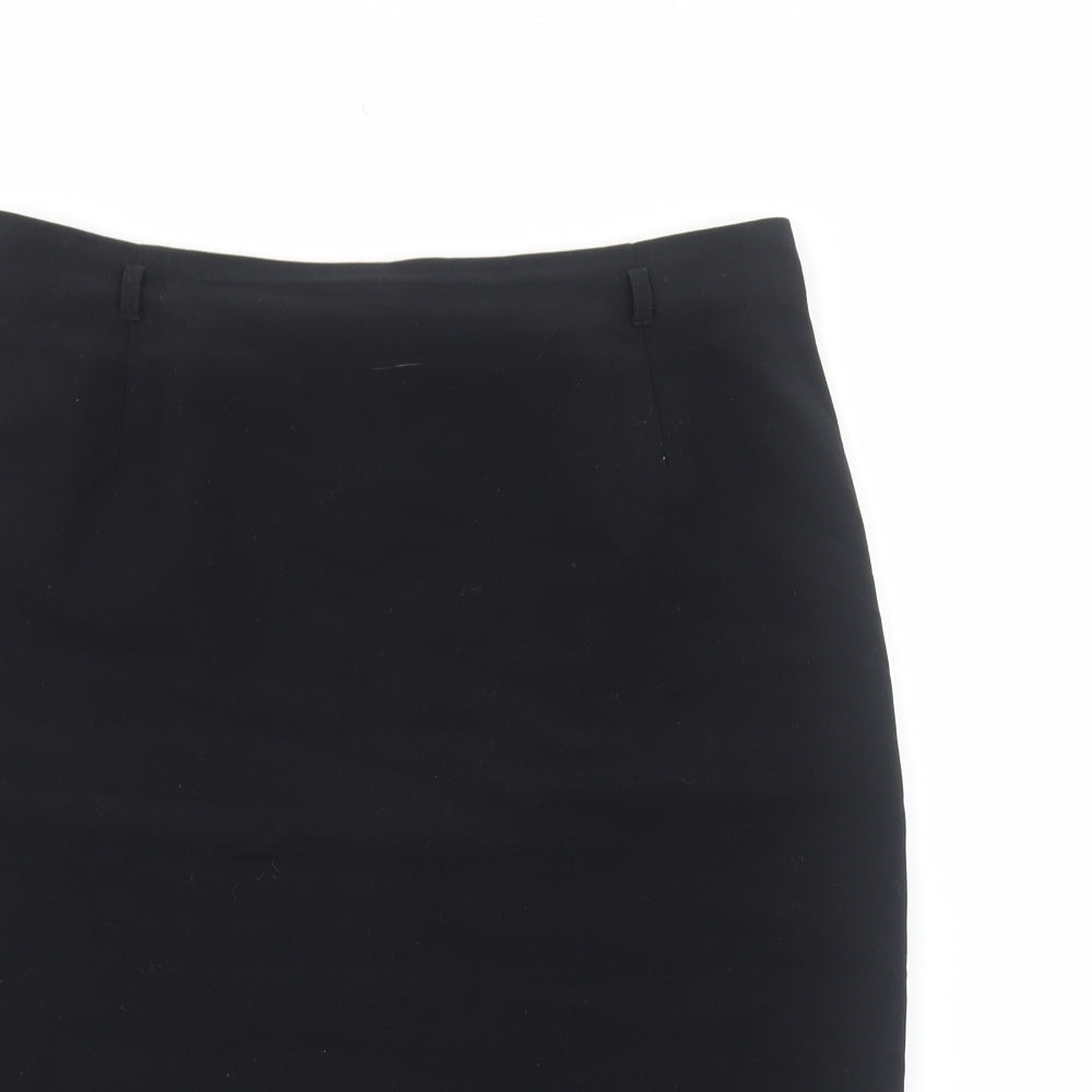 Marks and Spencer Womens Black Viscose Straight & Pencil Skirt Size 16 Zip