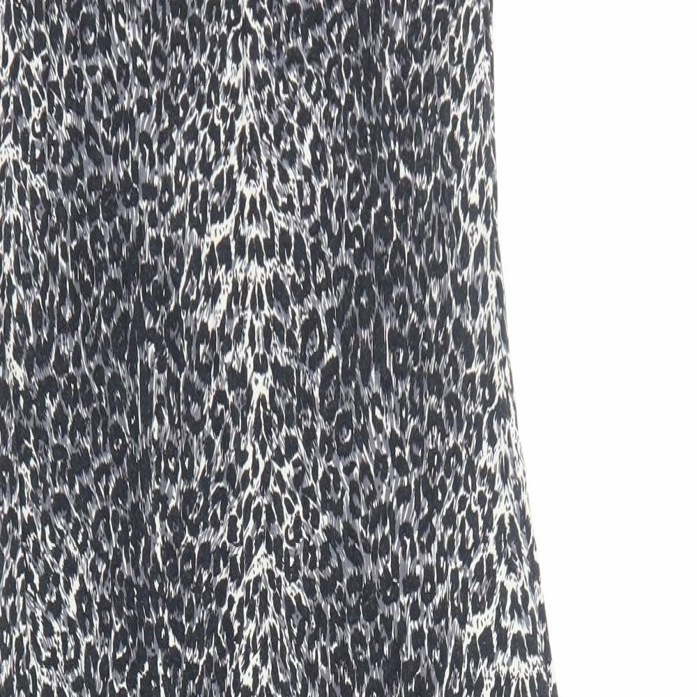 Oasis Womens Grey Animal Print Viscose Bodycon Size S Scoop Neck Pullover - Leopard print