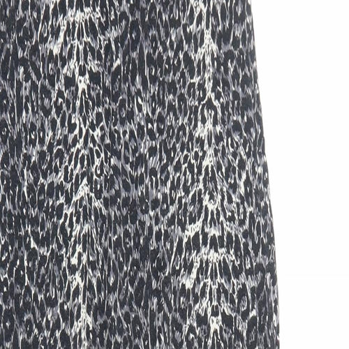 Oasis Womens Grey Animal Print Viscose Bodycon Size S Scoop Neck Pullover - Leopard print