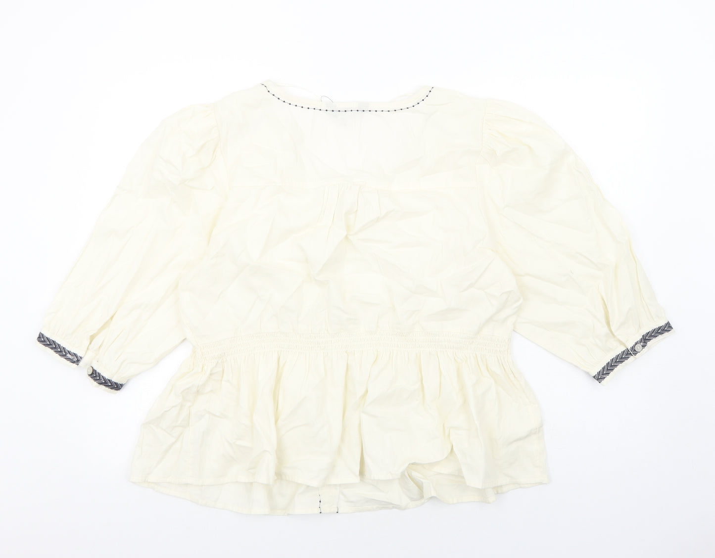 Marks and Spencer Womens Ivory Cotton Basic Blouse Size 22 V-Neck