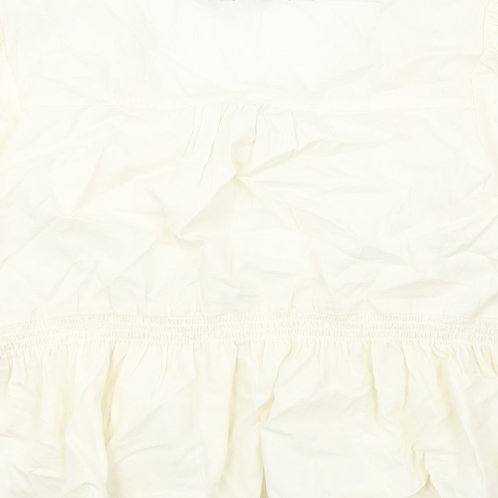 Marks and Spencer Womens Ivory Cotton Basic Blouse Size 22 V-Neck
