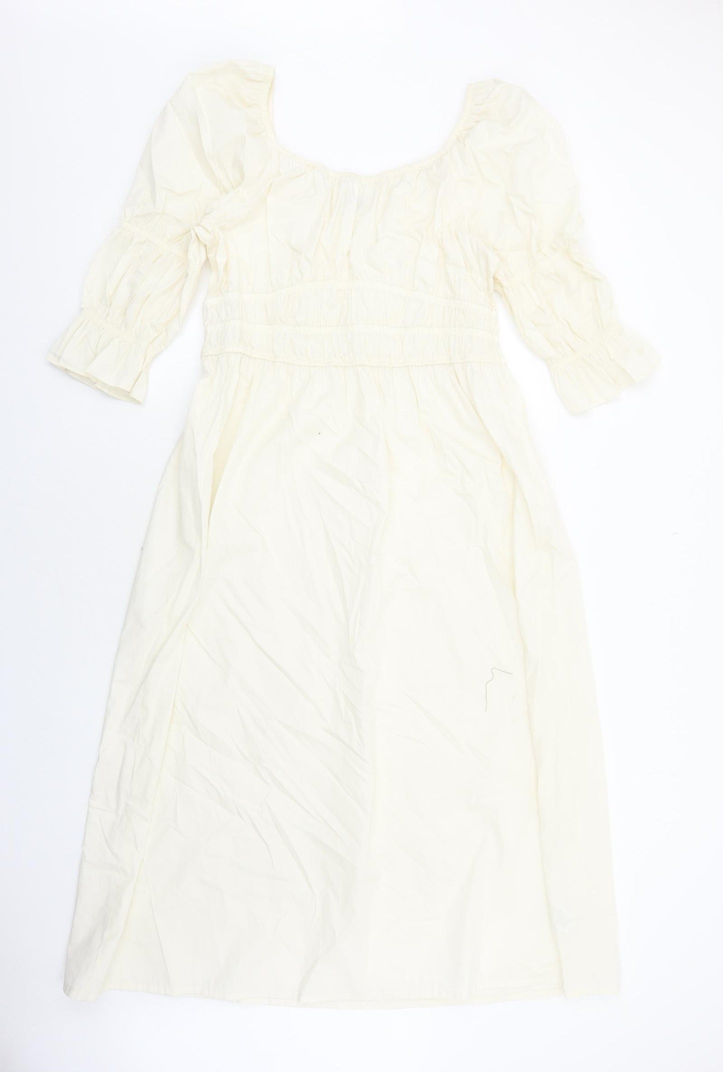 Marks and Spencer Womens Ivory Cotton Fit & Flare Size 16 Scoop Neck Pullover