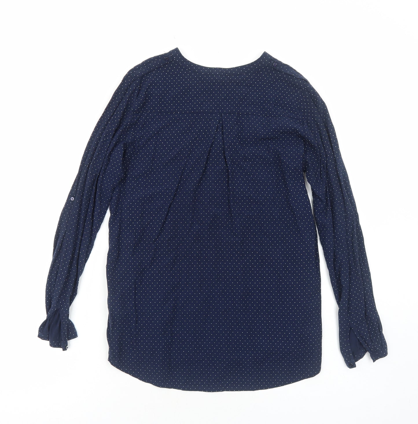 Esprit Womens Blue Polka Dot Viscose Basic Blouse Size 10 V-Neck