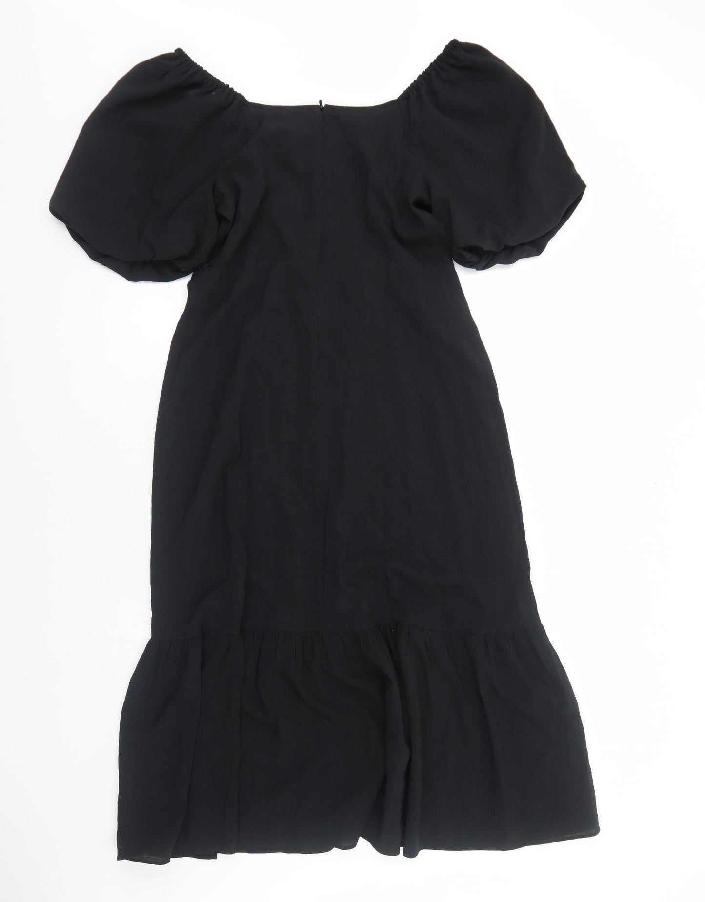 Marks and Spencer Womens Black Polyester A-Line Size 12 Scoop Neck Zip