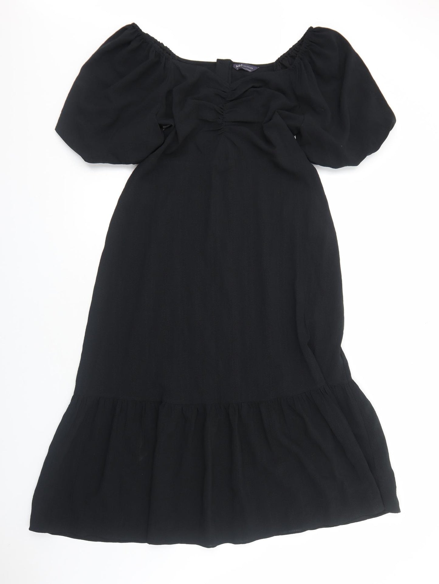 Marks and Spencer Womens Black Polyester A-Line Size 12 Scoop Neck Zip