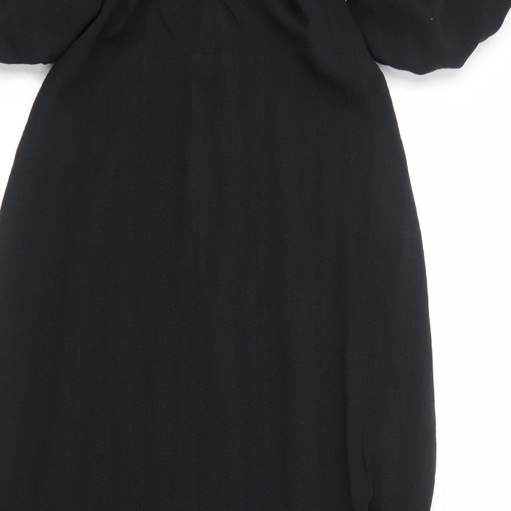 Marks and Spencer Womens Black Polyester A-Line Size 12 Scoop Neck Zip