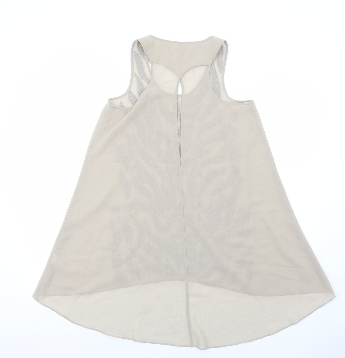River Island Womens Brown Geometric Polyester Tunic Tank Size 10 Scoop Neck