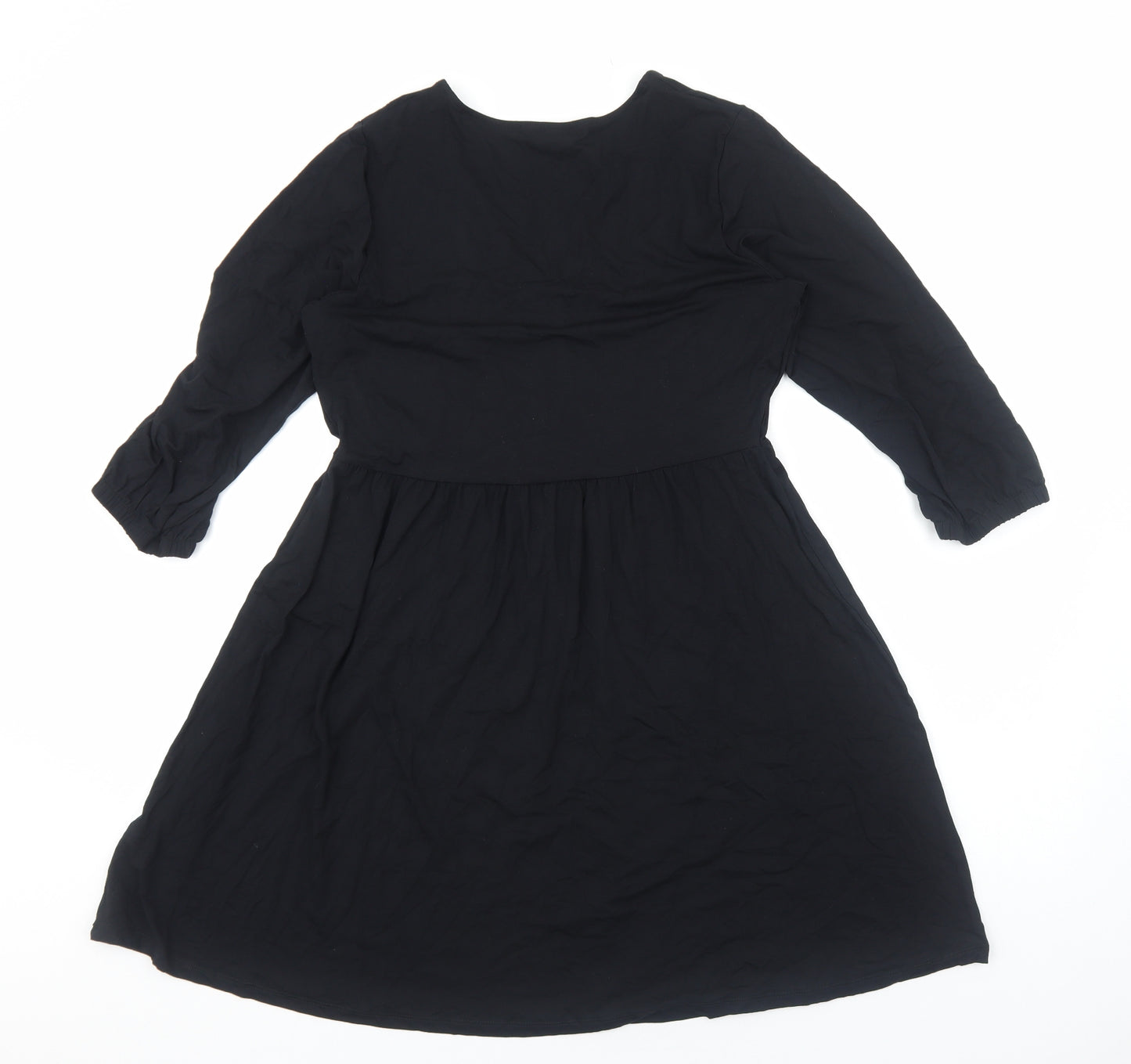 Marks and Spencer Womens Black Viscose Fit & Flare Size 10 V-Neck Pullover