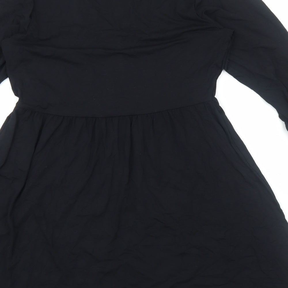 Marks and Spencer Womens Black Viscose Fit & Flare Size 10 V-Neck Pullover