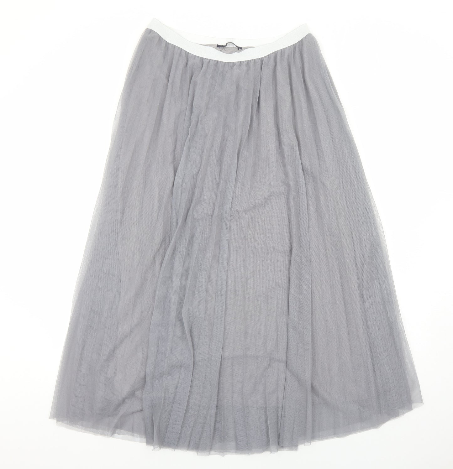 Marks and Spencer Womens Grey Polyester Pleated Skirt Size 14