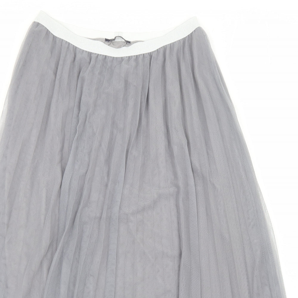 Marks and Spencer Womens Grey Polyester Pleated Skirt Size 14