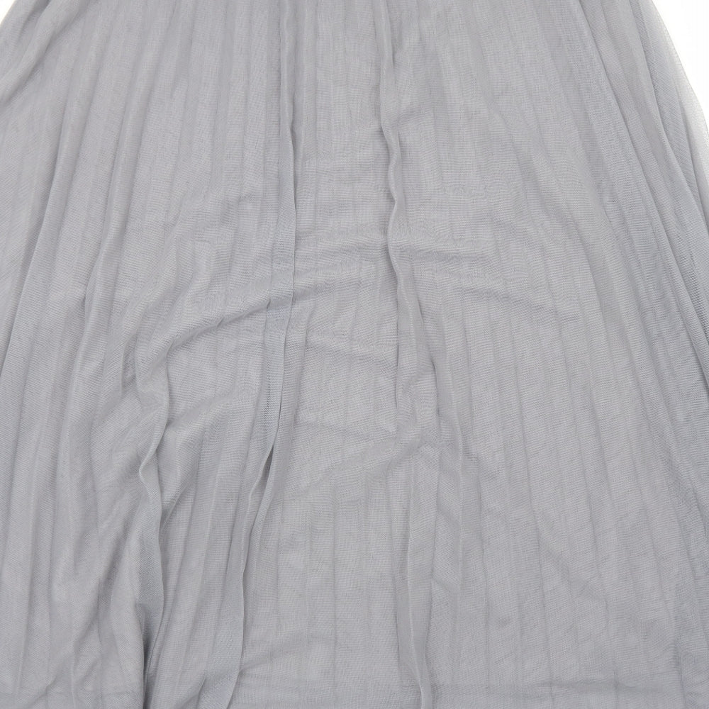 Marks and Spencer Womens Grey Polyester Pleated Skirt Size 14