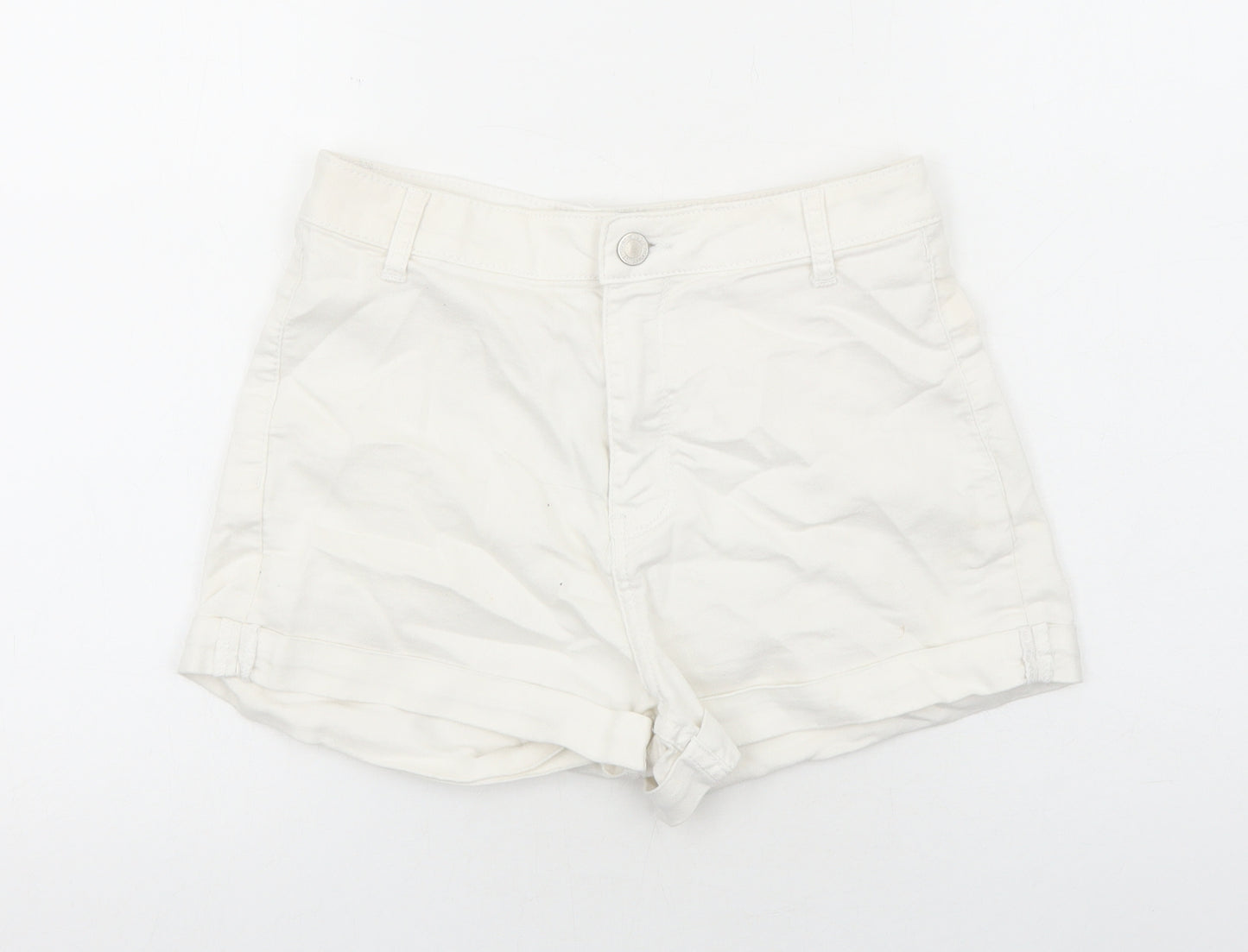 Brave Soul Womens White Camel Mom Shorts Size 10 Regular Zip