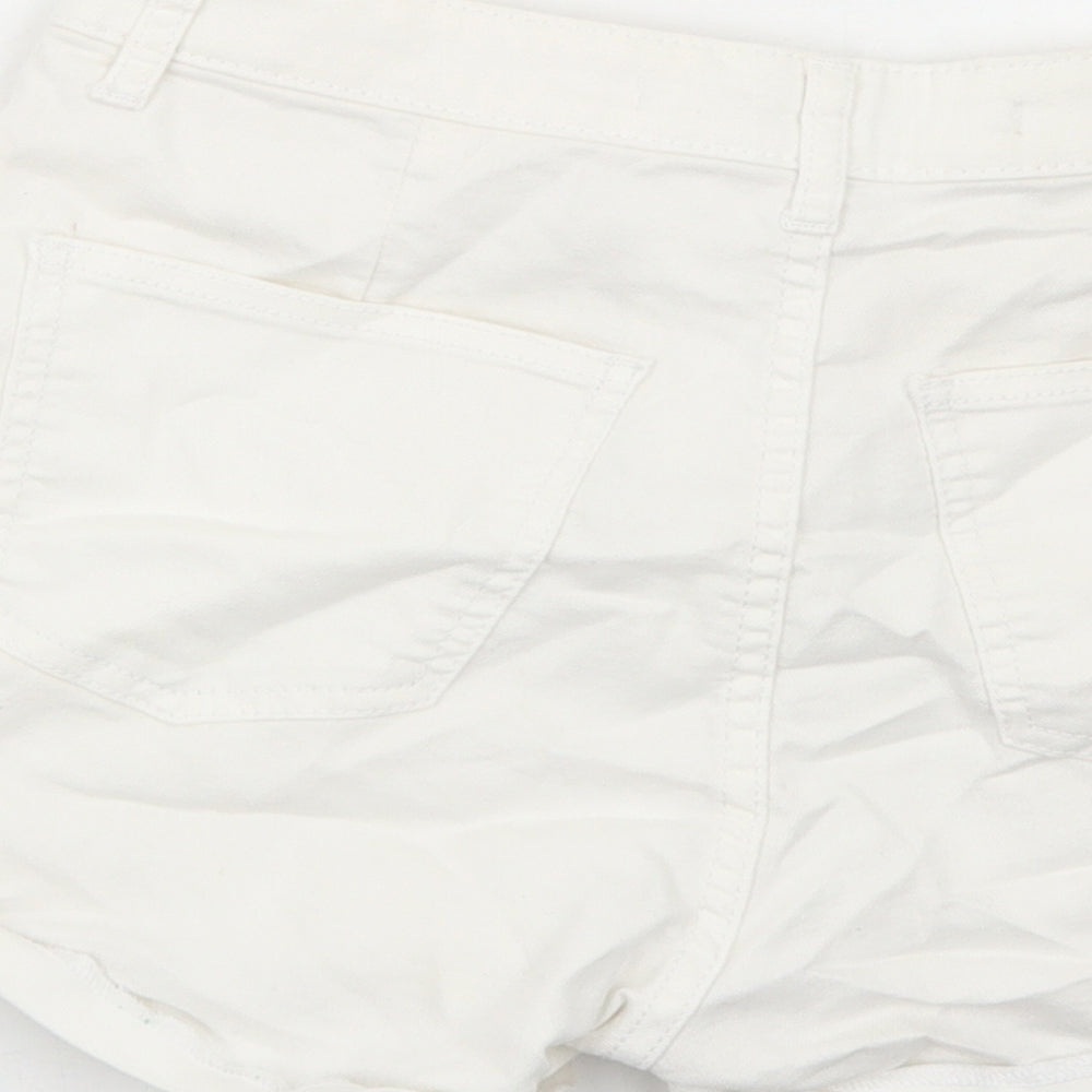 Brave Soul Womens White Camel Mom Shorts Size 10 Regular Zip