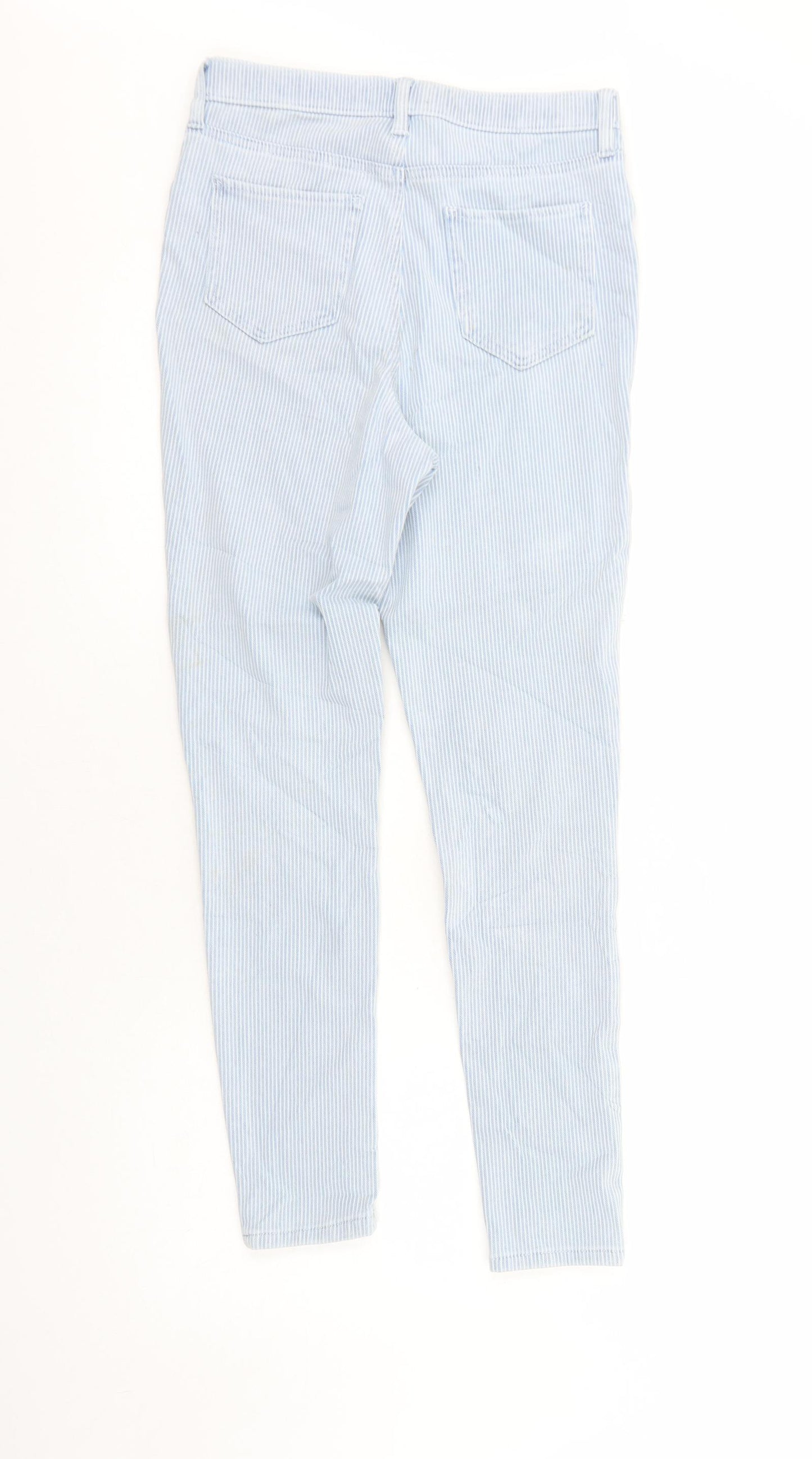 F&F Womens Blue Striped Cotton Jegging Jeans Size 12 Regular