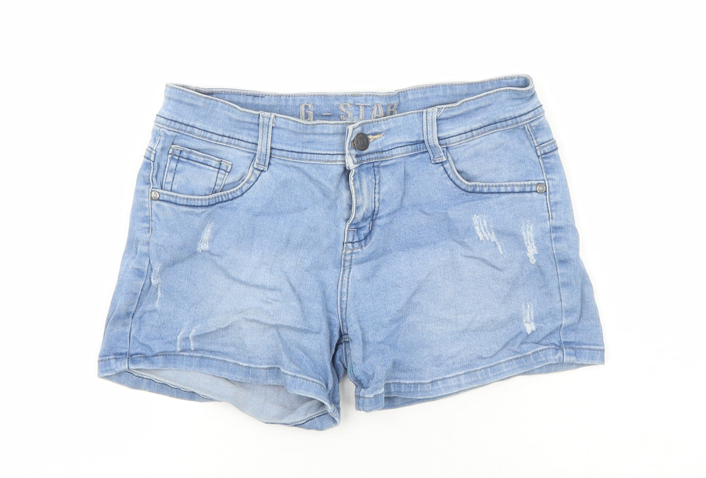 G-Star Womens Blue Cotton Boyfriend Shorts Size 12 Regular Zip