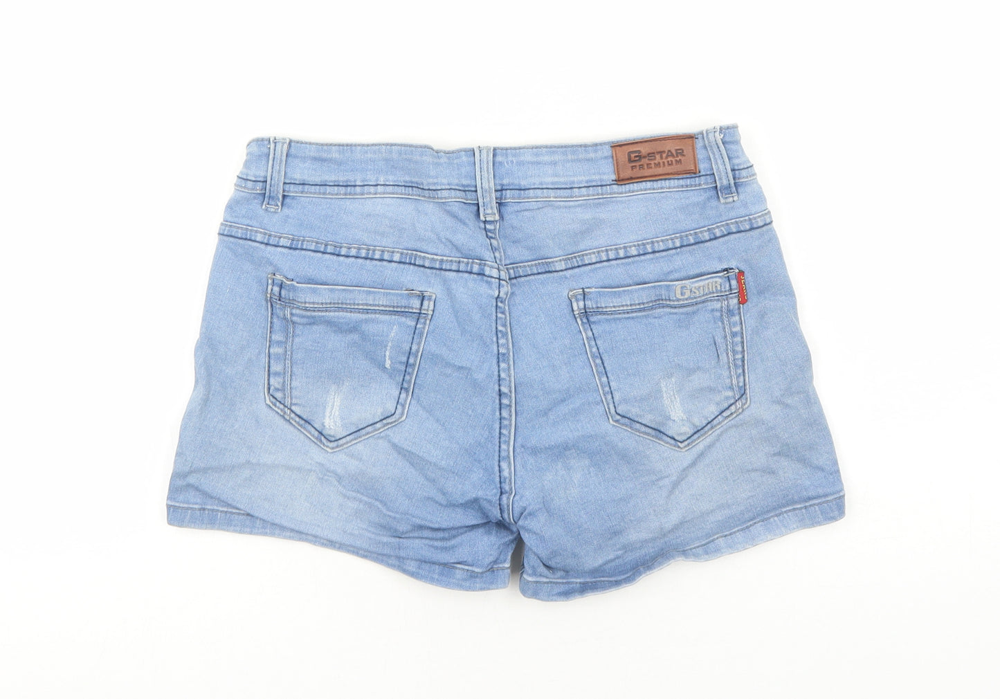 G-Star Womens Blue Cotton Boyfriend Shorts Size 12 Regular Zip
