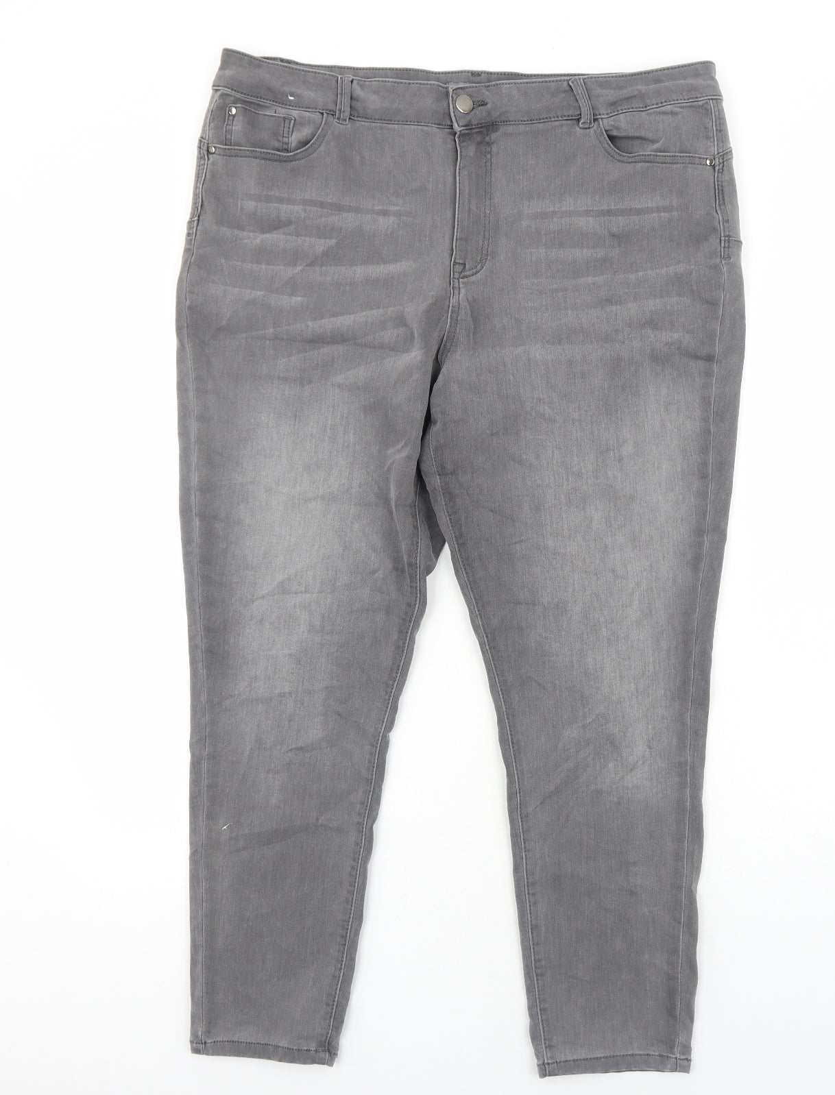 Nutmeg Womens Grey Cotton Skinny Jeans Size 20 Regular Zip