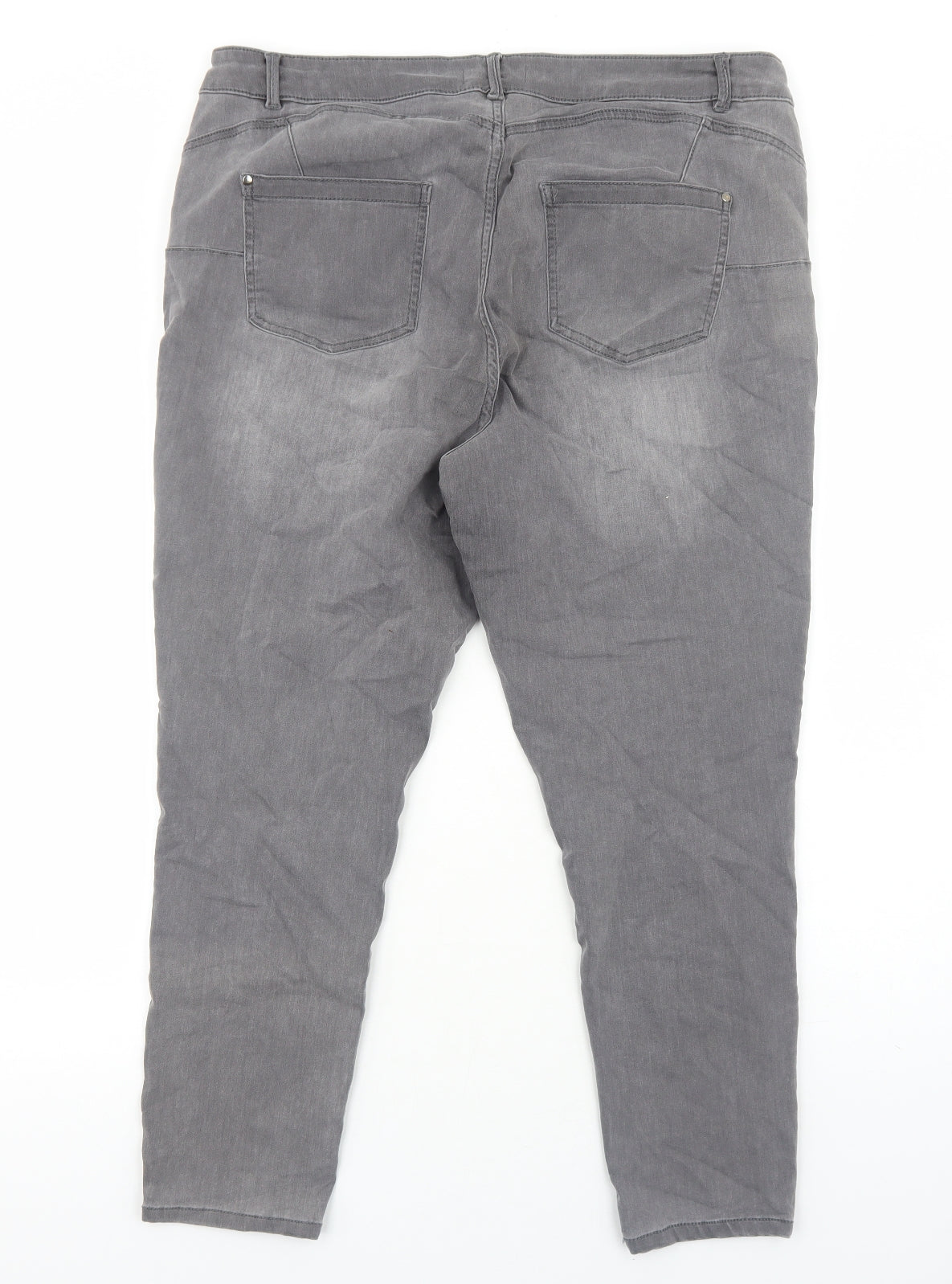Nutmeg Womens Grey Cotton Skinny Jeans Size 20 Regular Zip