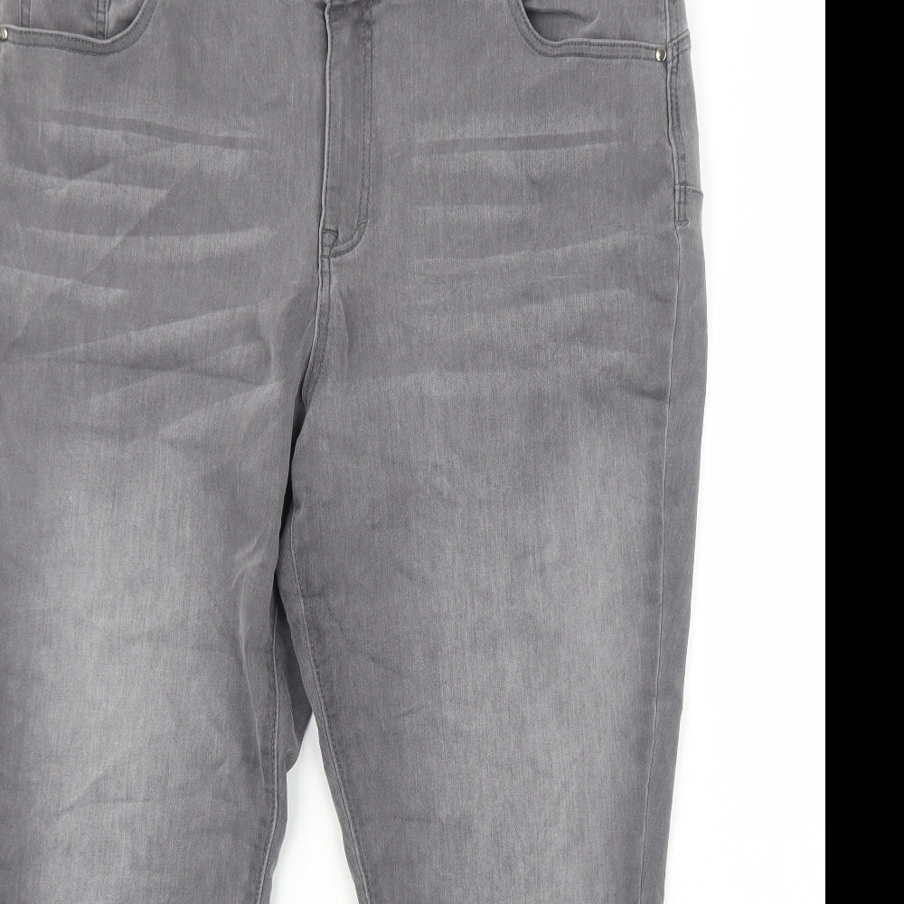 Nutmeg Womens Grey Cotton Skinny Jeans Size 20 Regular Zip