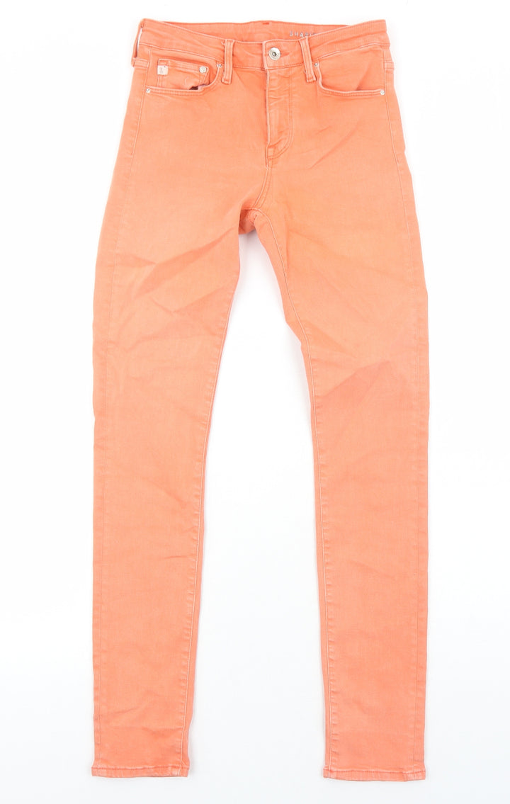 H&M Womens Orange Cotton Skinny Jeans Size 10 Regular Zip