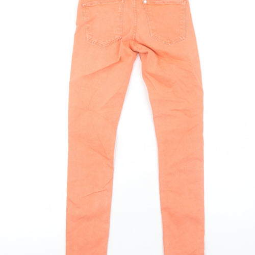 H&M Womens Orange Cotton Skinny Jeans Size 10 Regular Zip