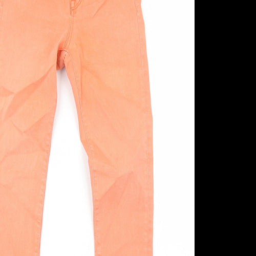 H&M Womens Orange Cotton Skinny Jeans Size 10 Regular Zip
