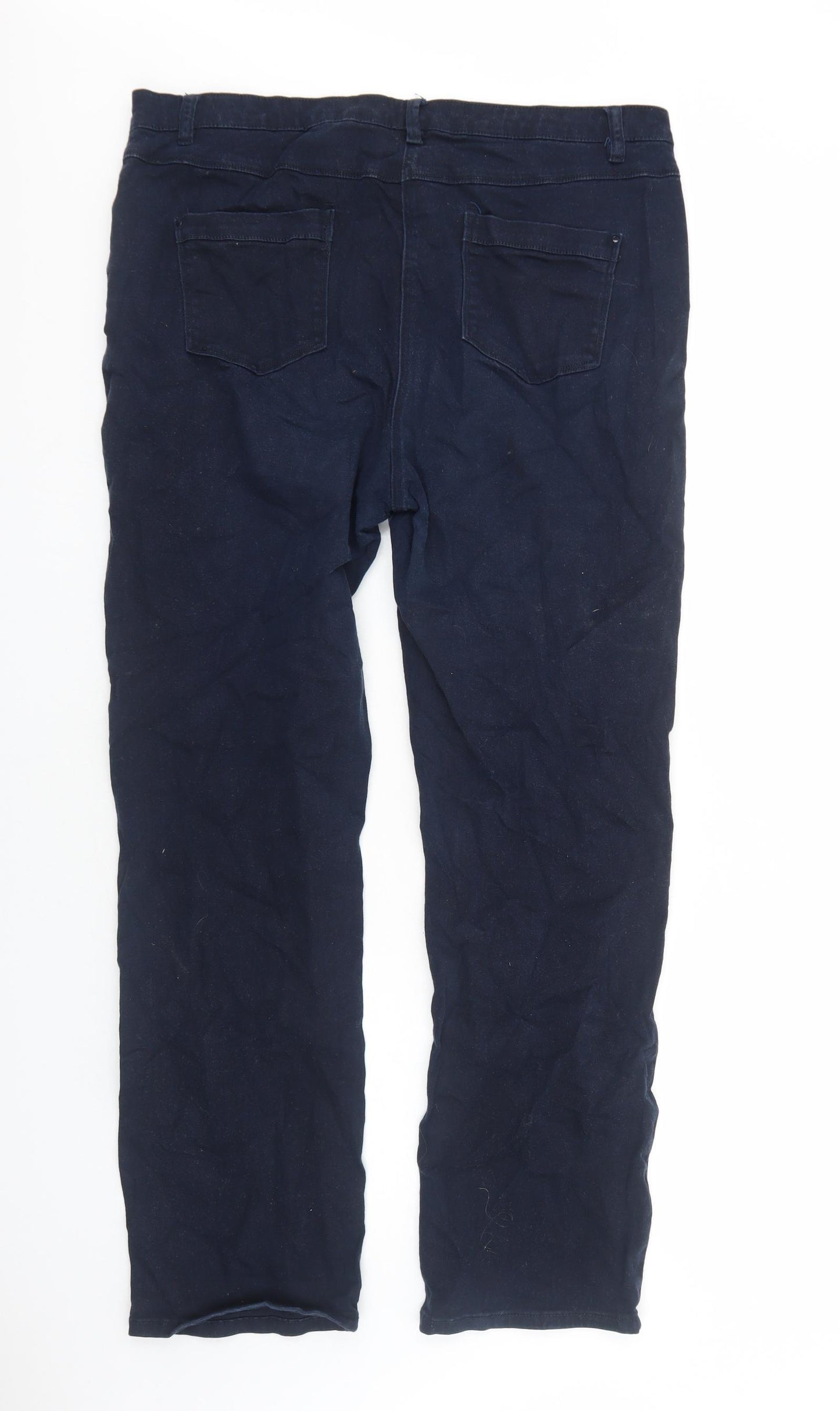 M&Co Womens Blue Cotton Straight Jeans Size 18 Regular Zip