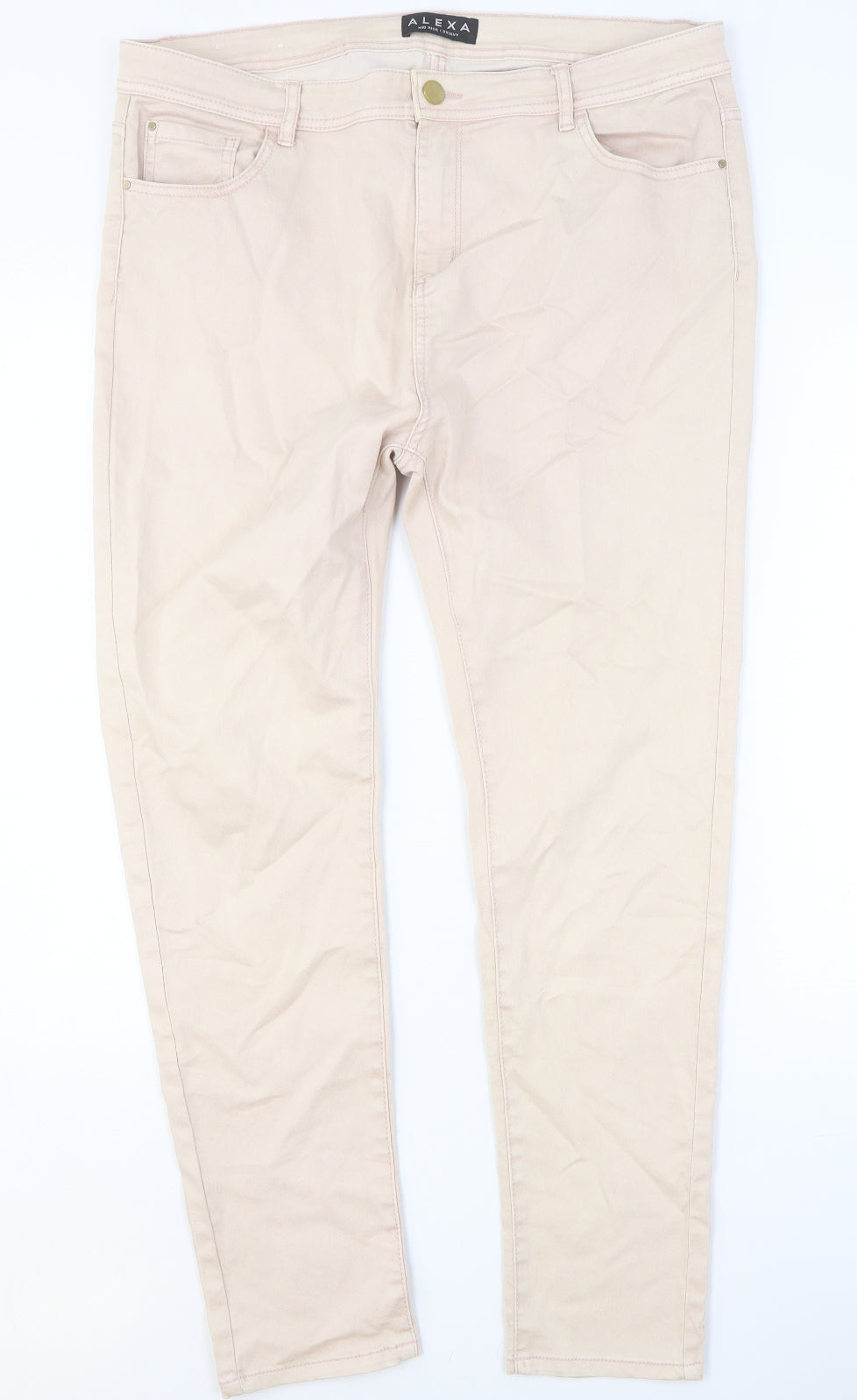 Alexa Womens Pink Cotton Skinny Jeans Size 18 Slim Button