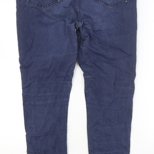 Marks and Spencer Womens Blue Cotton Skinny Jeans Size 14 Regular Button