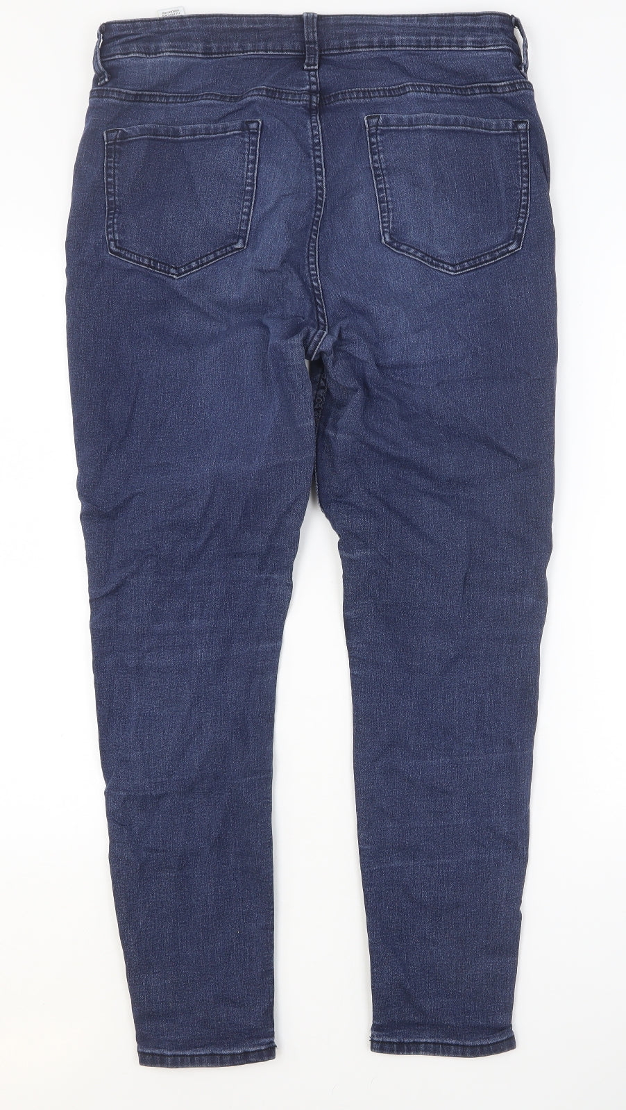 Marks and Spencer Womens Blue Cotton Skinny Jeans Size 14 Regular Button