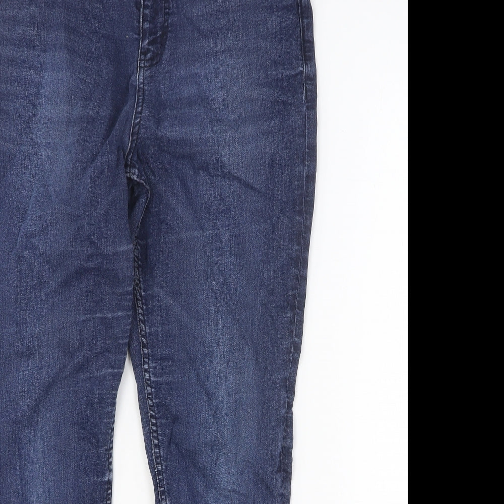 Marks and Spencer Womens Blue Cotton Skinny Jeans Size 14 Regular Button