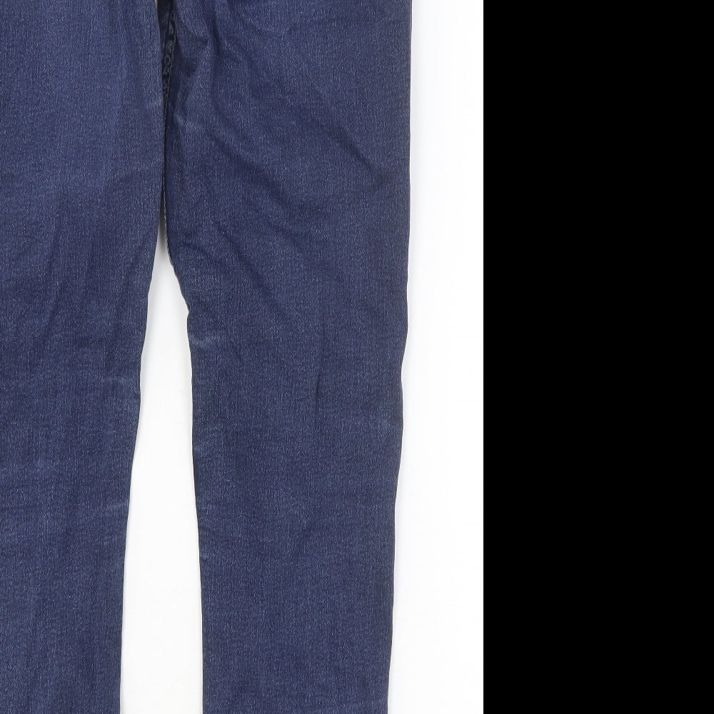 Marks and Spencer Womens Blue Cotton Skinny Jeans Size 14 Regular Button