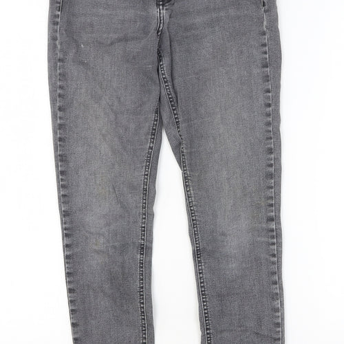 Preworn Womens Grey Cotton Skinny Jeans Size 28 Relaxed Button