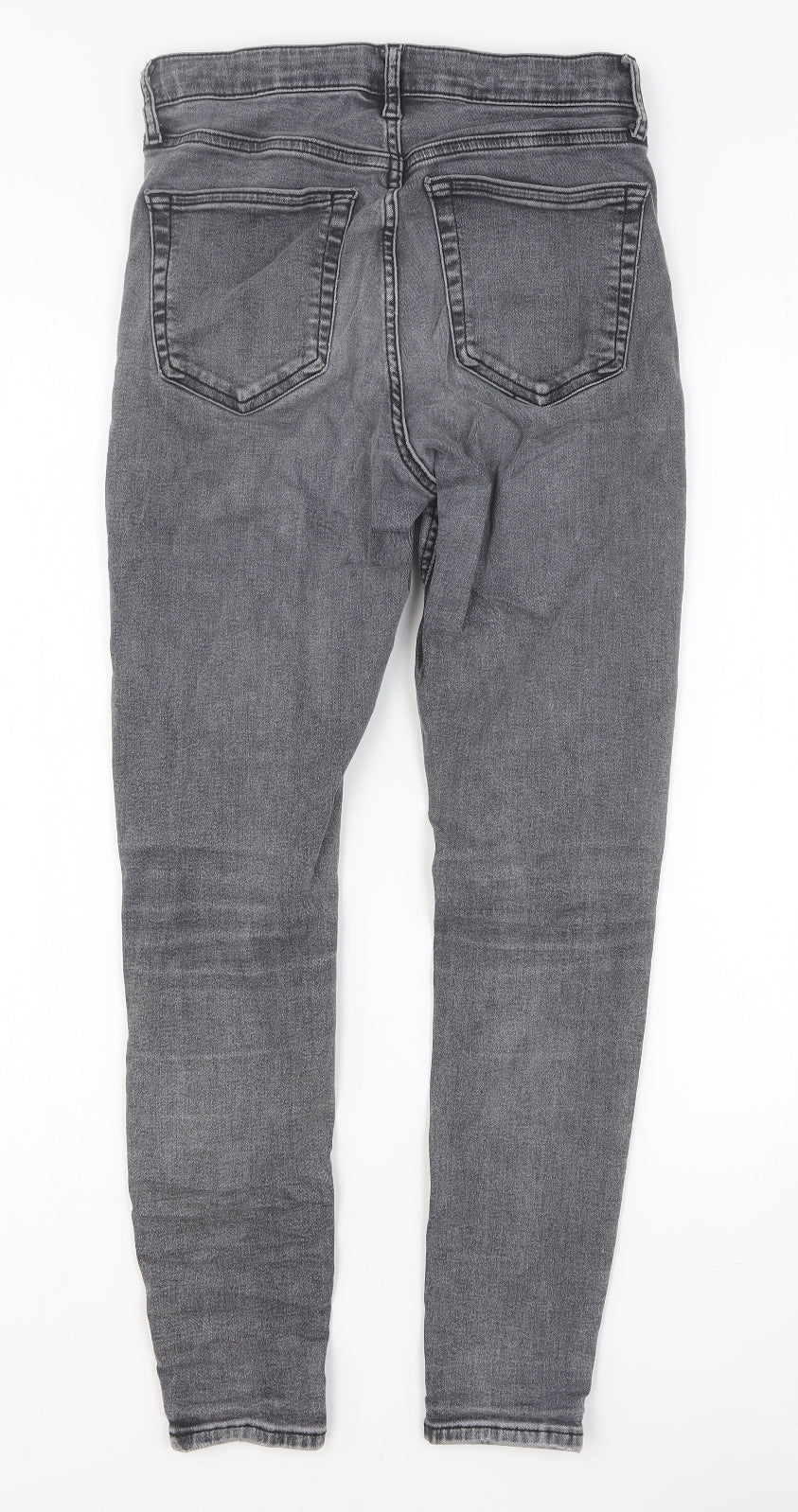 Preworn Womens Grey Cotton Skinny Jeans Size 28 Relaxed Button