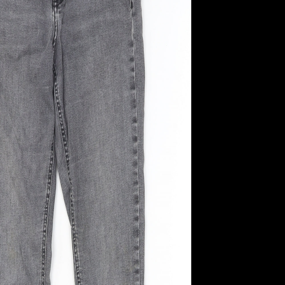 Preworn Womens Grey Cotton Skinny Jeans Size 28 Relaxed Button