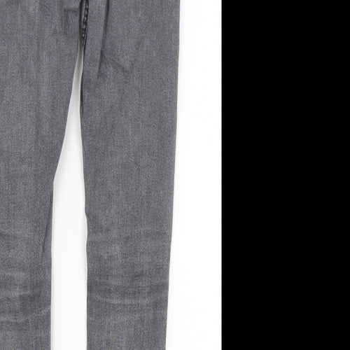 Preworn Womens Grey Cotton Skinny Jeans Size 28 Relaxed Button