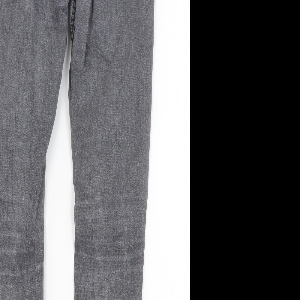 Preworn Womens Grey Cotton Skinny Jeans Size 28 Relaxed Button
