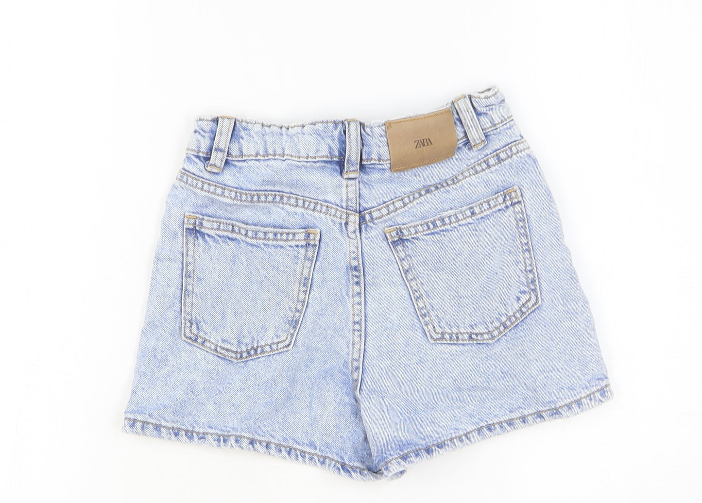 Zara Girls Blue Cotton Wrap Skort Size 7-8 Years Regular Button