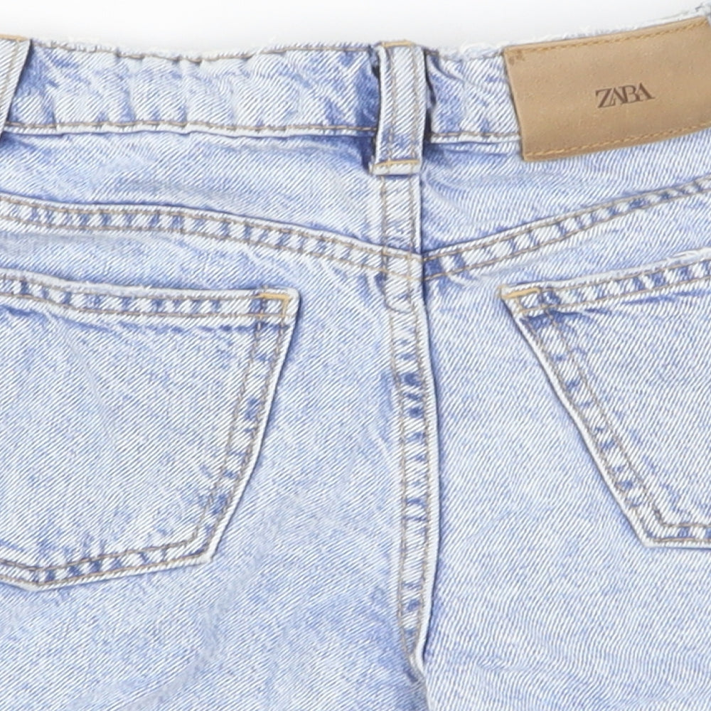 Zara Girls Blue Cotton Wrap Skort Size 7-8 Years Regular Button