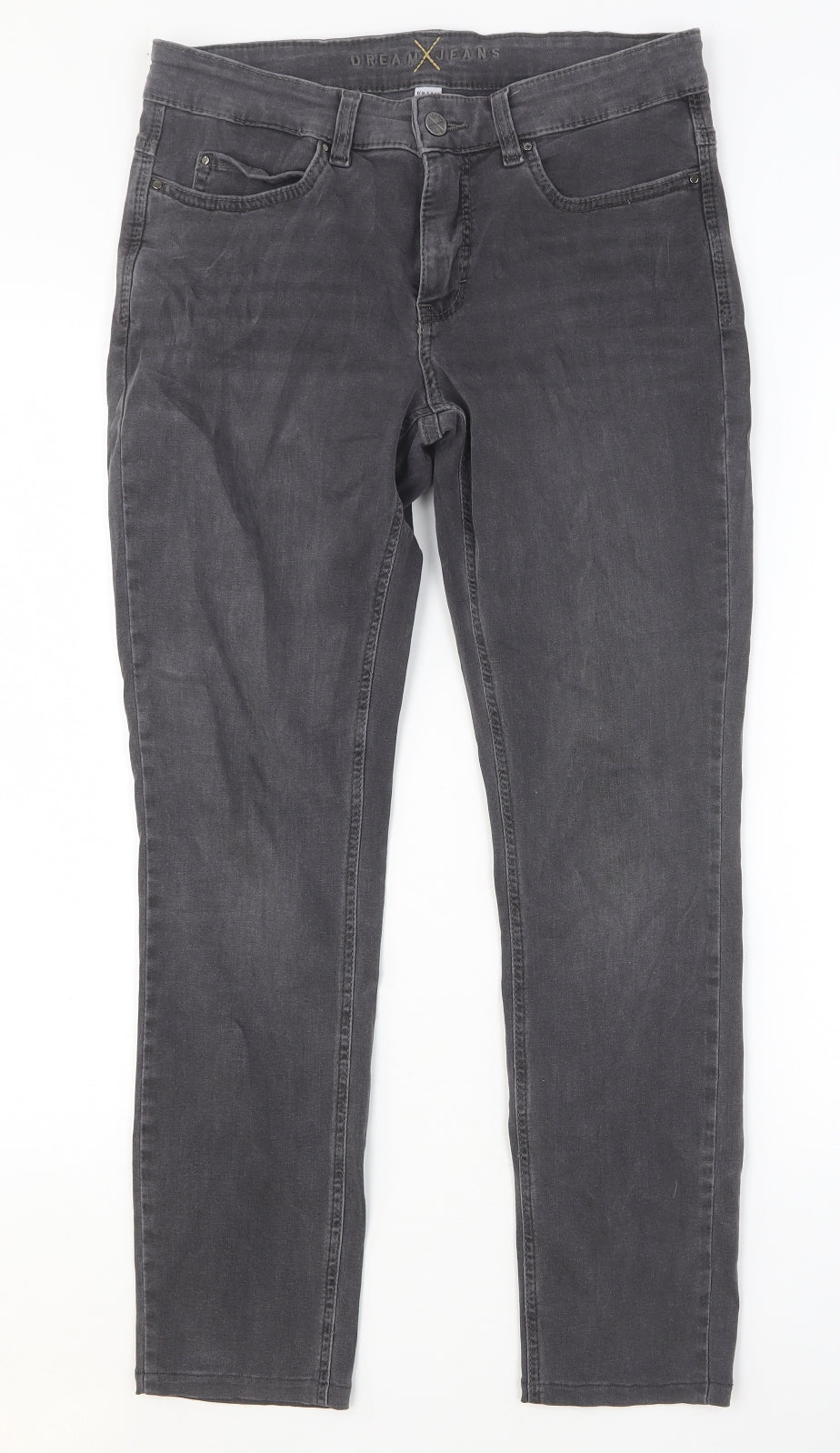 Dream Jeans Womens Grey Cotton Skinny Jeans Size 30 in Regular Button