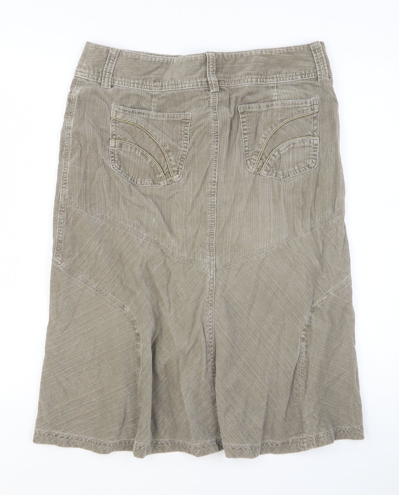 NEXT Womens Brown Cotton Swing Skirt Size 12 Button