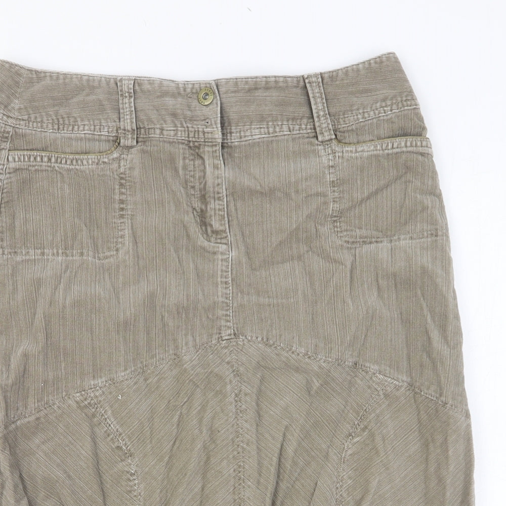 NEXT Womens Brown Cotton Swing Skirt Size 12 Button